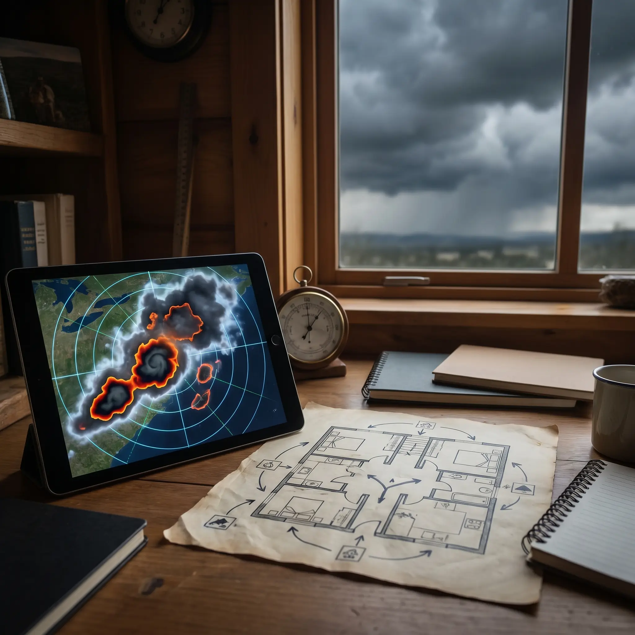 High altitude storm cloud structure used to explain radar motion and pressure patterns